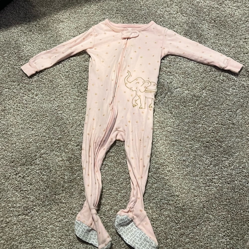 Carter’s pink elephant pajamas 12 months